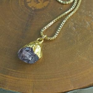 Raw Amethyst in 18k with 14K Necklaces NWT Artist